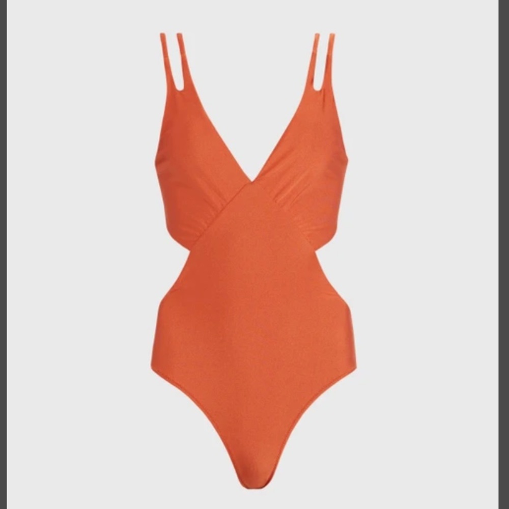 AllSaints cutout beach one piece swimsuit